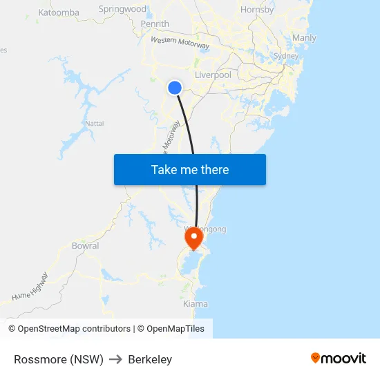 Rossmore (NSW) to Berkeley map