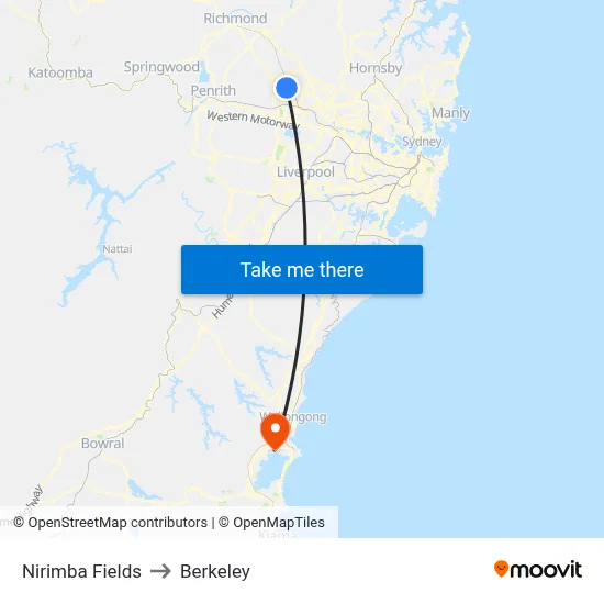 Nirimba Fields to Berkeley map