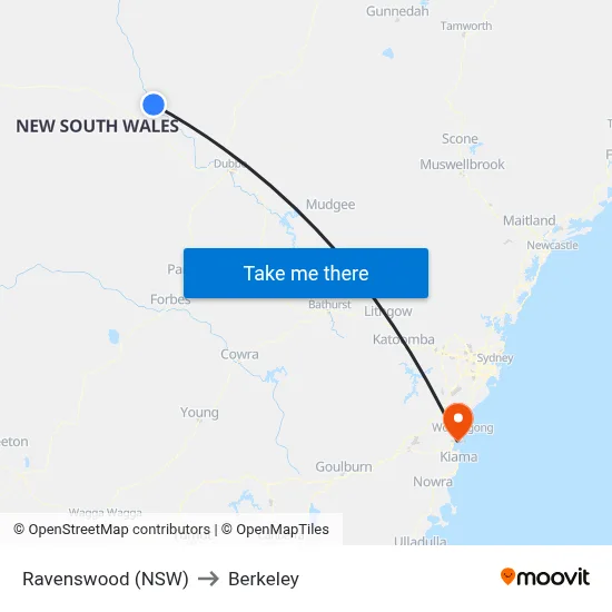 Ravenswood (NSW) to Berkeley map