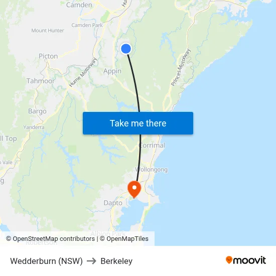 Wedderburn (NSW) to Berkeley map