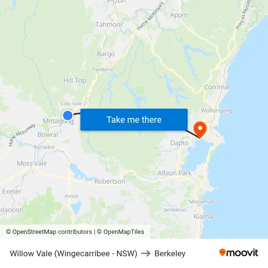 Willow Vale (Wingecarribee - NSW) to Berkeley map