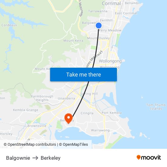 Balgownie to Berkeley map