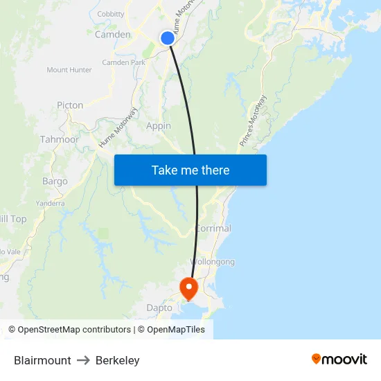 Blairmount to Berkeley map