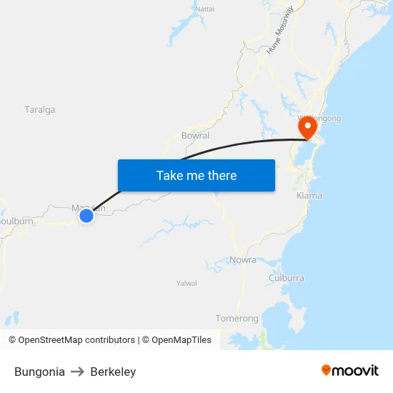 Bungonia to Berkeley map