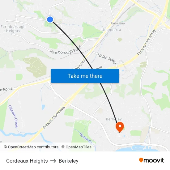 Cordeaux Heights to Berkeley map