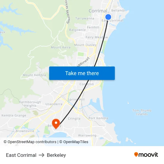 East Corrimal to Berkeley map