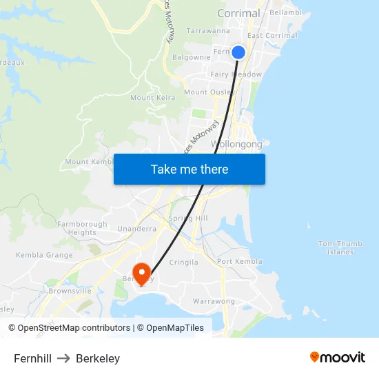 Fernhill to Berkeley map
