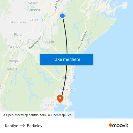 Kentlyn to Berkeley map