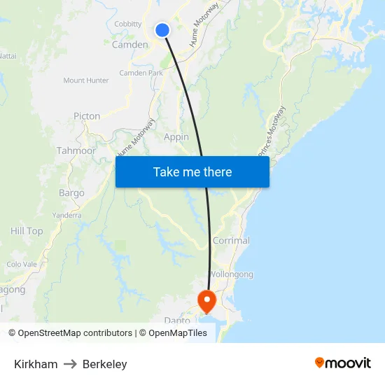 Kirkham to Berkeley map