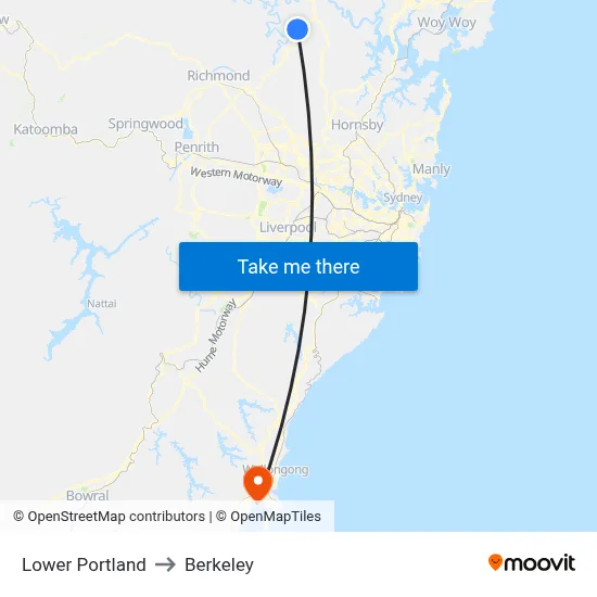 Lower Portland to Berkeley map