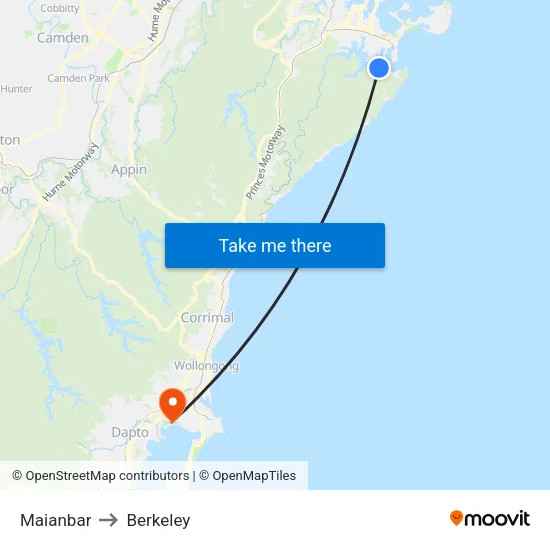 Maianbar to Berkeley map