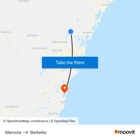 Maroota to Berkeley map
