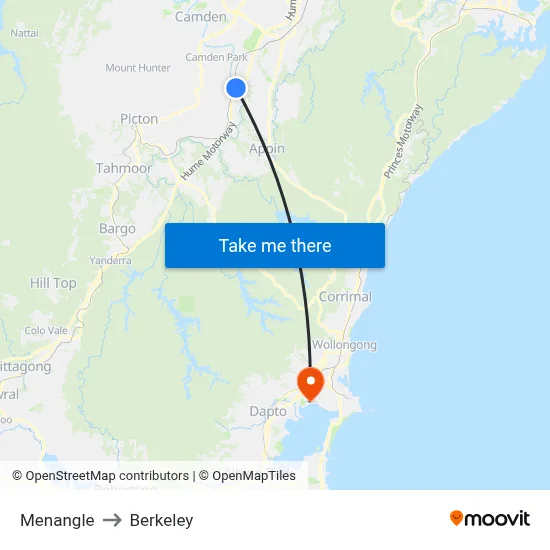Menangle to Berkeley map