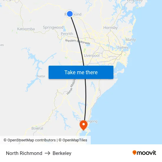 North Richmond to Berkeley map