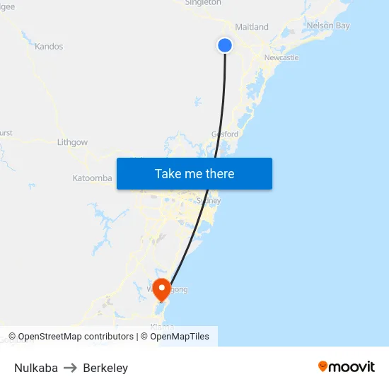 Nulkaba to Berkeley map