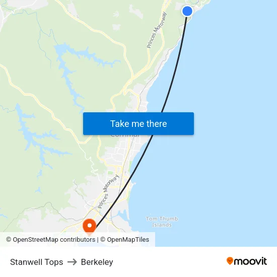 Stanwell Tops to Berkeley map