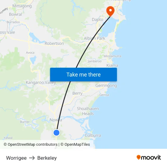 Worrigee to Berkeley map