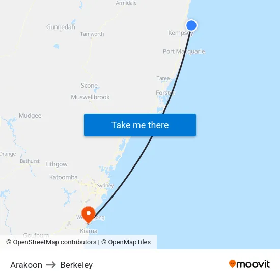 Arakoon to Berkeley map