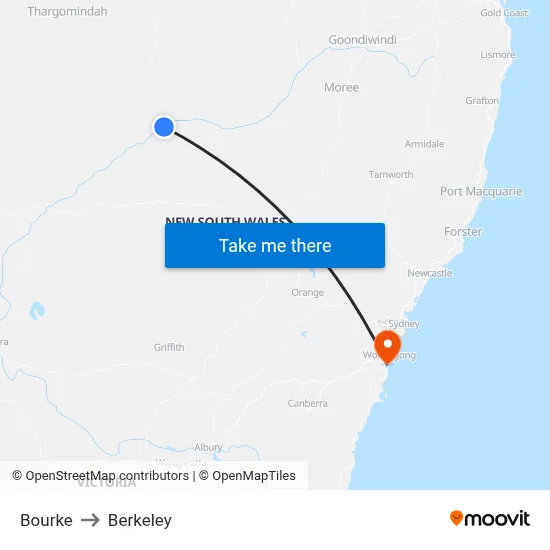 Bourke to Berkeley map