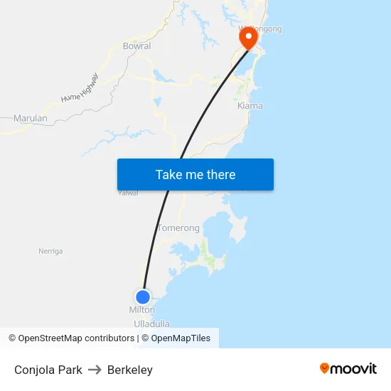 Conjola Park to Berkeley map