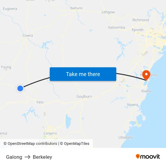 Galong to Berkeley map