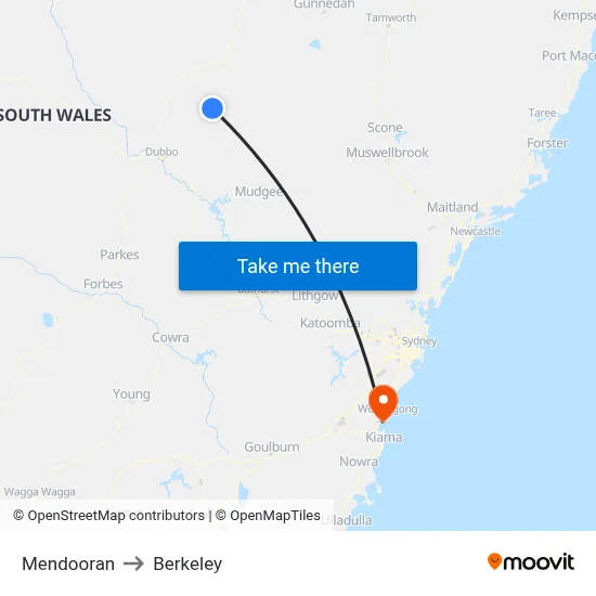 Mendooran to Berkeley map