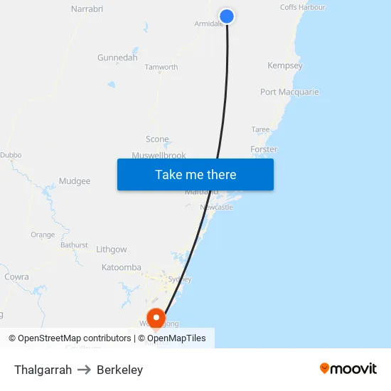 Thalgarrah to Berkeley map