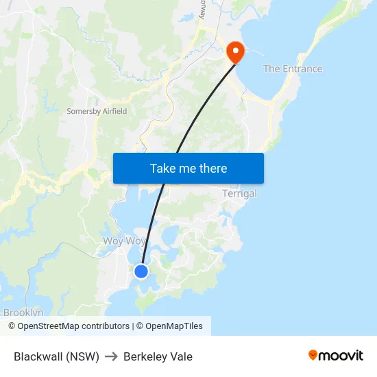 Blackwall (NSW) to Berkeley Vale map