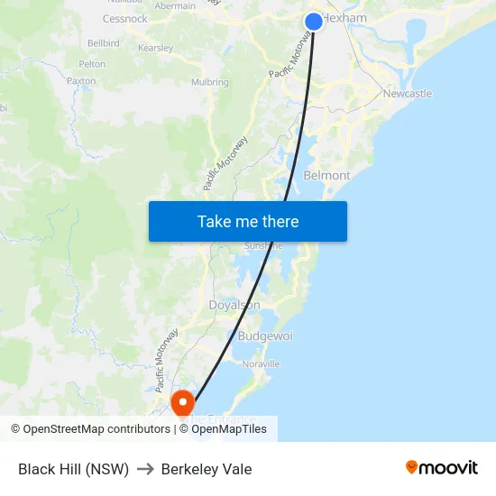 Black Hill (NSW) to Berkeley Vale map