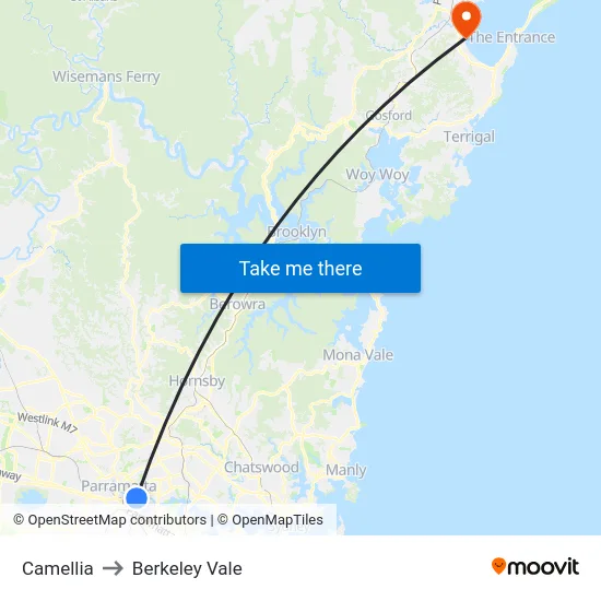 Camellia to Berkeley Vale map