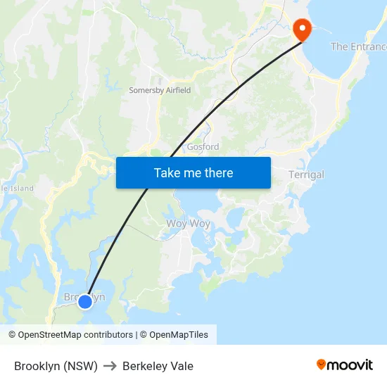 Brooklyn (NSW) to Berkeley Vale map