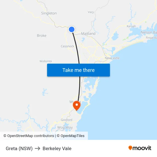 Greta (NSW) to Berkeley Vale map