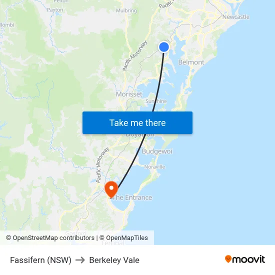 Fassifern (NSW) to Berkeley Vale map
