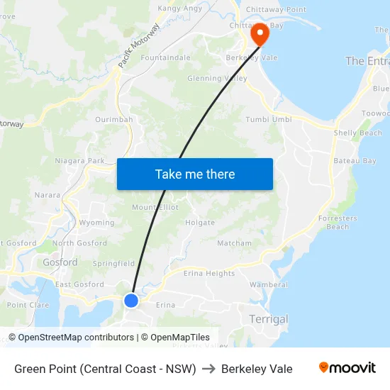 Green Point (Central Coast - NSW) to Berkeley Vale map