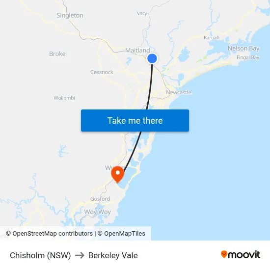 Chisholm (NSW) to Berkeley Vale map