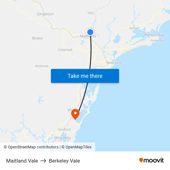 Maitland Vale to Berkeley Vale map