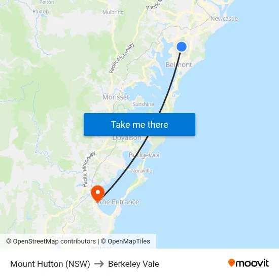 Mount Hutton (NSW) to Berkeley Vale map