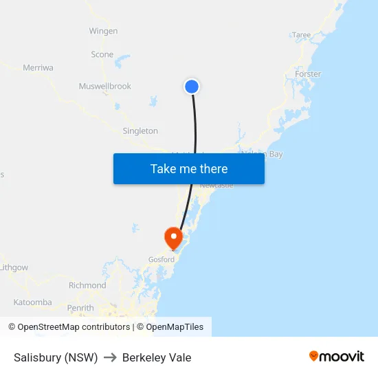 Salisbury (NSW) to Berkeley Vale map