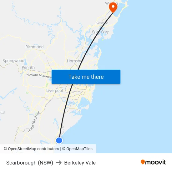 Scarborough (NSW) to Berkeley Vale map