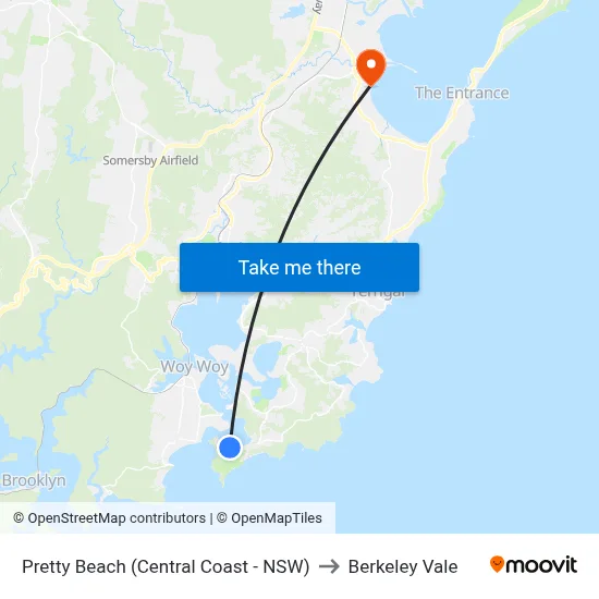 Pretty Beach (Central Coast - NSW) to Berkeley Vale map
