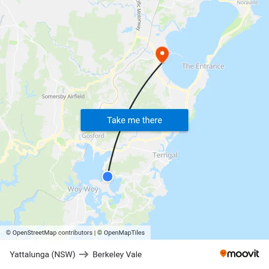 Yattalunga (NSW) to Berkeley Vale map
