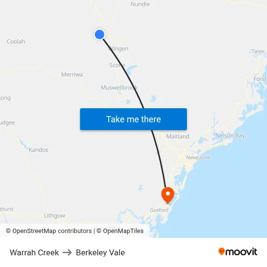 Warrah Creek to Berkeley Vale map