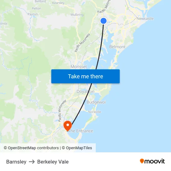 Barnsley to Berkeley Vale map