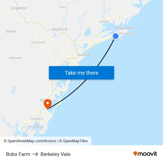 Bobs Farm to Berkeley Vale map