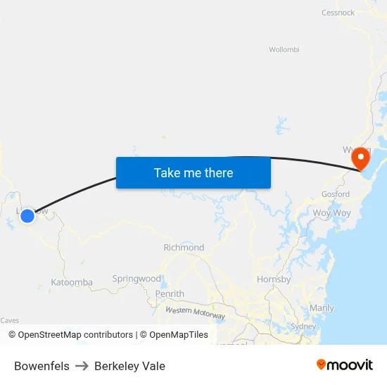 Bowenfels to Berkeley Vale map