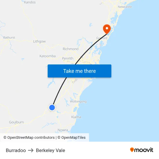 Burradoo to Berkeley Vale map