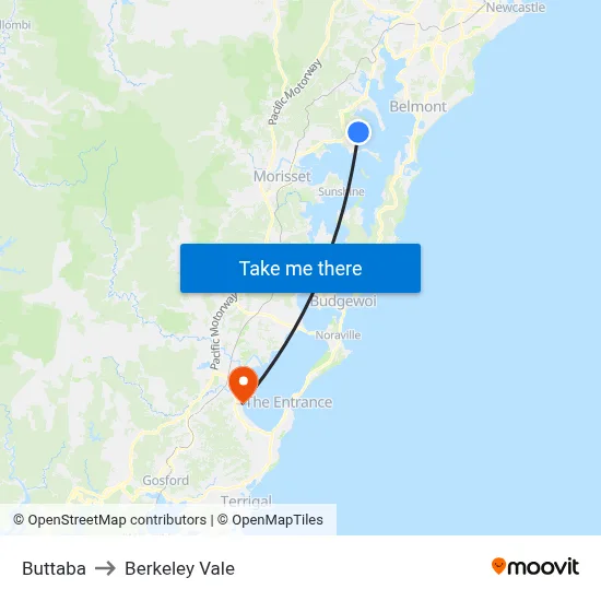 Buttaba to Berkeley Vale map