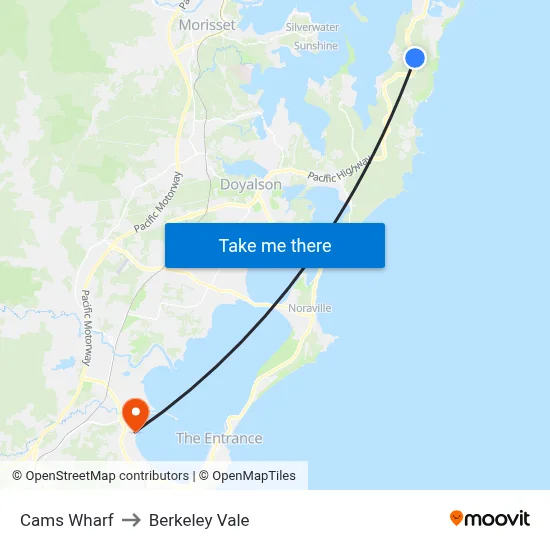 Cams Wharf to Berkeley Vale map
