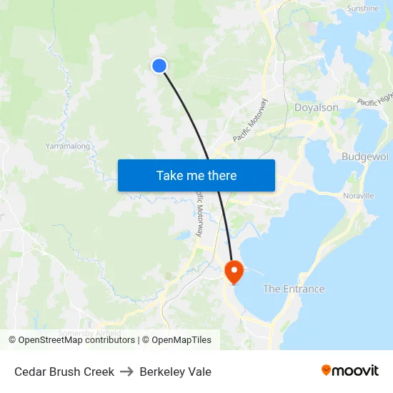 Cedar Brush Creek to Berkeley Vale map