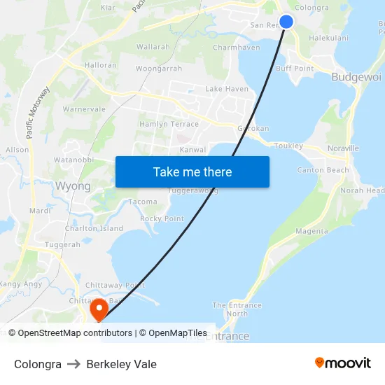 Colongra to Berkeley Vale map